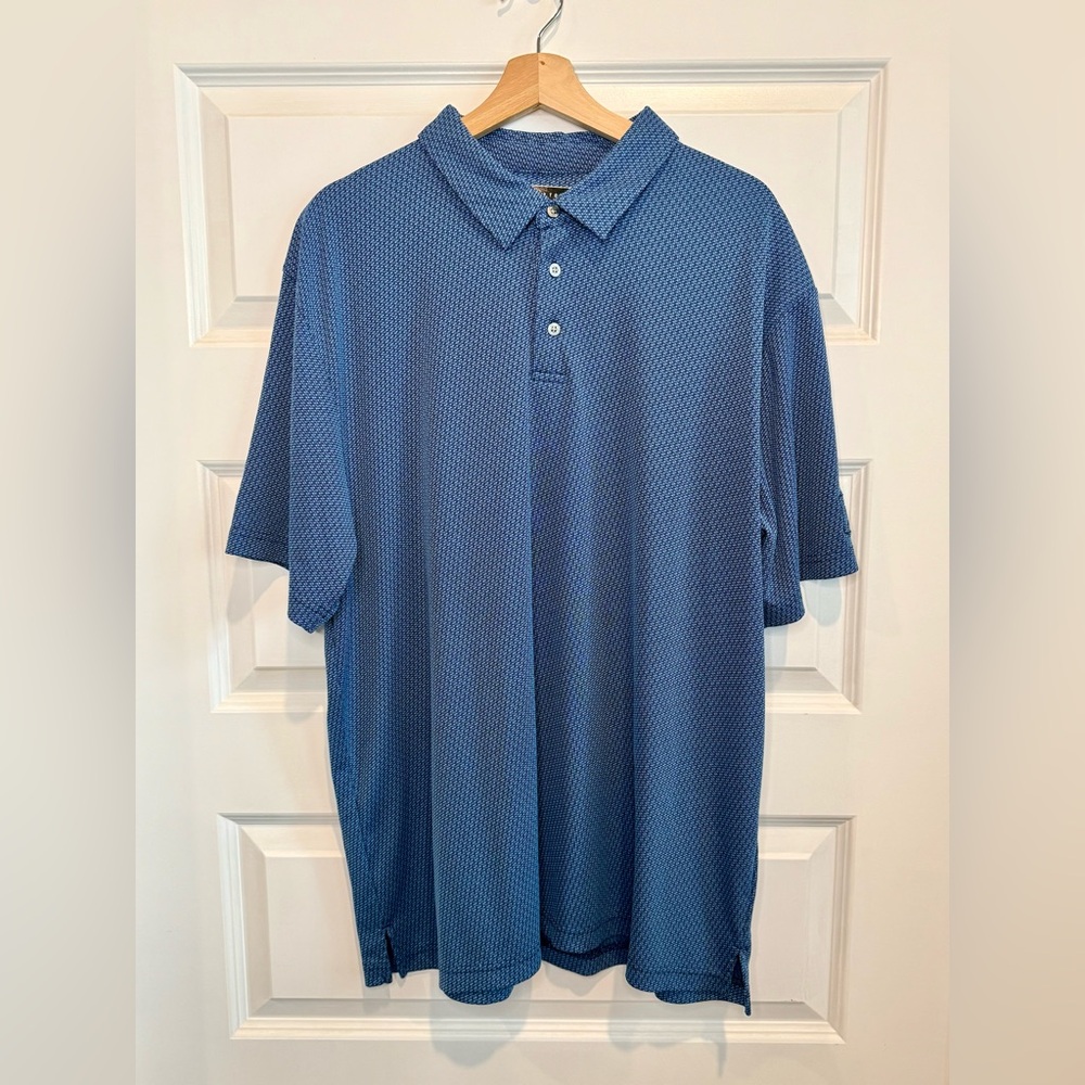 PGA Tour Textured Blue Polo Shirt